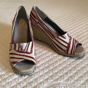 FINAL TOM’S Brand New Peep Toe Wedge Espadrilles